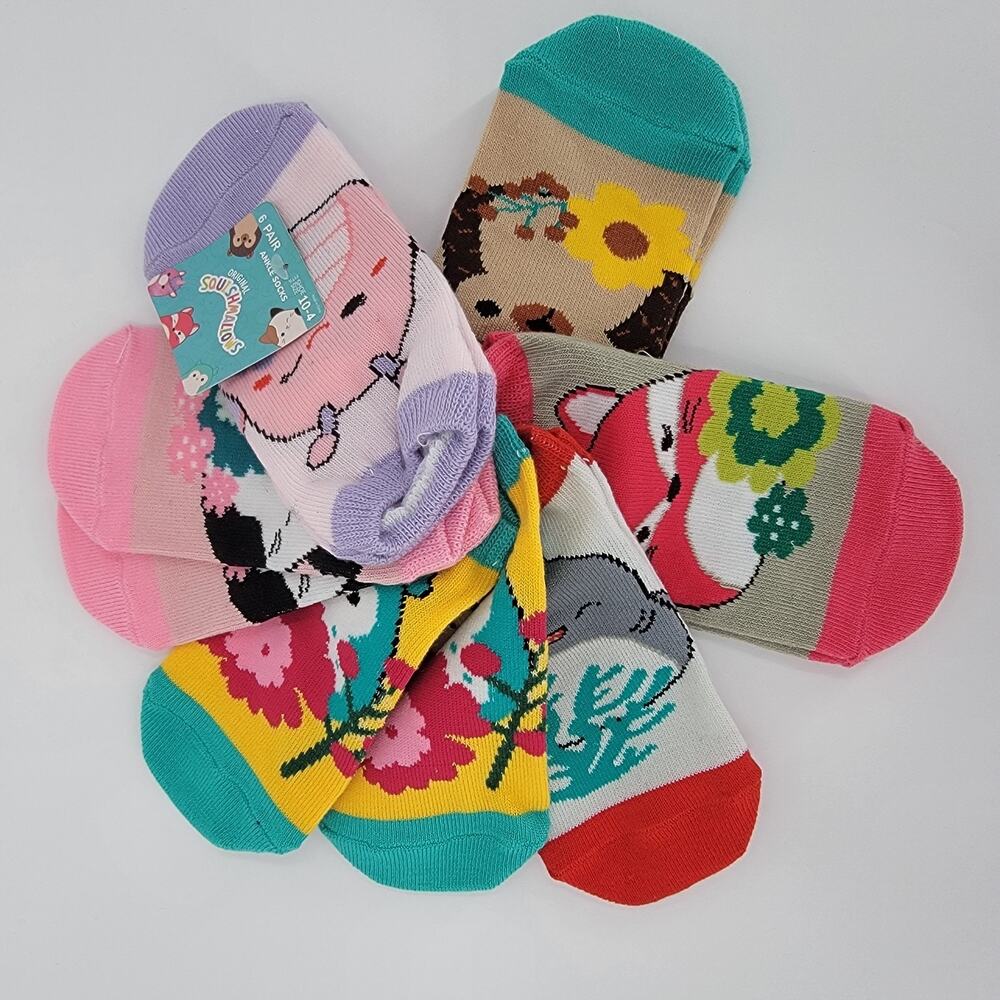 Bioworld Squishmallows Squad Youth Ankle Socks 6-Pack Sock Size 7-9 NEW